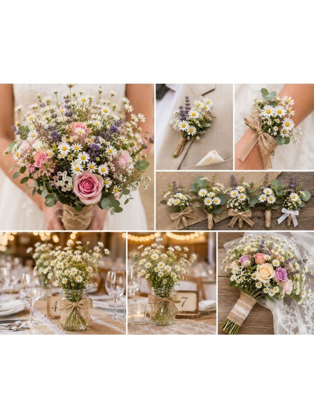White Daisy Stems Artificial Flowers 10 Count - Picture 10 of 12